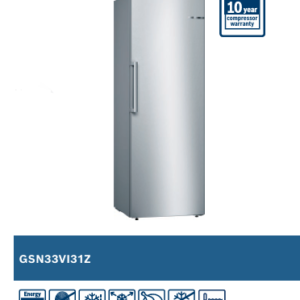 BOSCH SERIE 4 225 LITRE NO FROST SINGLE DOOR FULL FREEZER BRUSHED STEEL ANTI-FINGERPRINT