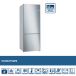 BOSCH SERIE 4 480 LITRE NO-FROST BOTTOM FREEZER COMBINATION BRUSHED STEEL ANTI-FINGERPRINT