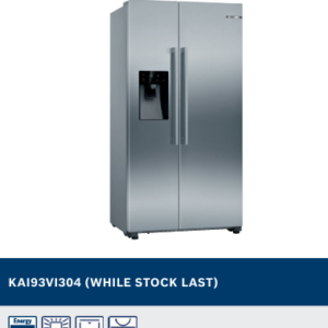 BOSCH SERIE 4 533 LITRE NO-FROST SIDE BY SIDE FRIDGE/FREEZER WITH INTEGRATED  WATER AND ICE DISPENSER BRUSHED STEEL ANTI-FINGERPRINT