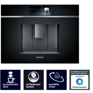 SIEMENS iQ700 BUILT-IN FULLY AUTOMATIC COFFEE MACHINE, BLACK, HOME CONNECT