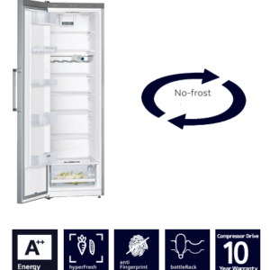 SIEMENS iQ300 346LT SINGLE DOOR FULL FRIDGE BRUSHED BRUSHED STEEL