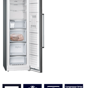 SIEMENS iQ500 242LT SINGLE DOOR FULL FREEZER BRUSHED BLACK STEEL