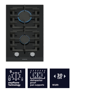 SIEMENS iQ700 30CM 2BURNER GAS HOB STEPFLAME TECHNOLOGY
