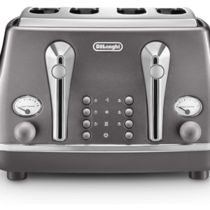 DELONGHI ICONA METALLICS 4 SLICE TOASTER IRIDESCENT GREY CTOT4003.GY