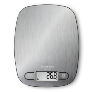 TAURUS EASY INOX KITCHEN SCALE DIGITAL BATTERY OPERATED STAINLESS STEEL BRUSHED 5KG 990719