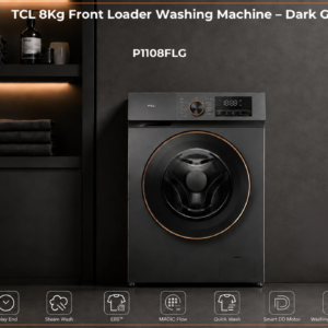 TCL 8KG FRONT LOADER WASHING MACHINE - DARK GREY P1108FLG