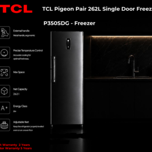 TCL PIGEON PAIR 262L SINGLE DOOR FREEZER P350SDG- GREY