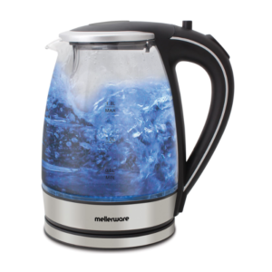 MELLERWARE AZURE'' KETTLE 360 DEGREE CORDLESS GLASS SILVER / RED 1.8L 2200W 22300B / 22300RDB